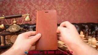Фирменный чехол-книжка для Xiaomi Mi Max 6.4" с визитницей и мультиподставкой коричневый кожаный