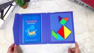 Обзор Танграм (Tangram) Дорожная магнитная деревянная игра головоломка