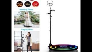 360 Photo Booth Machine with Ring Light, Remote Control, Metal Auto 360 Spin Camera Booth