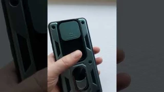 Противоударный чехол с шторкой и кольцом для Xiaomi Poco X3 NFC / на поко х 3 нфс