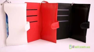 Кожаный чехол-бумажник змея с ремешком для телефонов до (137мм)