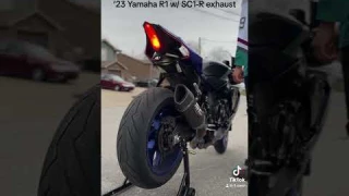 2023 Yamaha R1 cold start w/ a SC Project  SC1-R Exhaust. #motorcycle #yamahar1 #scproject #fyp