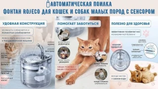 🍼Автоматическая поилка фонтан ROJECO для кошек и собак малых пород с сенсором