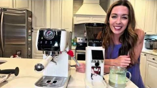Tuni E2 58mm Espresso Machine with G1 Ivory Conical Burr Coffee Grinder and Bottomless Portalfilter