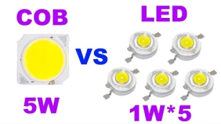 COB светодиодный чип 5Вт VS светодиоды 1Вт*5 – насколько достойная замена