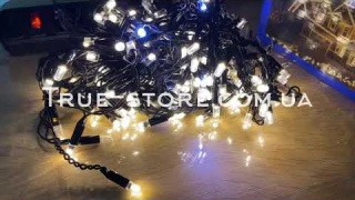 Гирлянда уличная штора-дождик 160LED+FLASH, 5м х 0,6м, черный провод 2,2мм, Теплый белый цвет