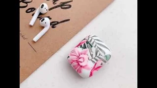 Свежий зеленый чехол с цветком листьев для apple airpods матовая силиконовая крышка цветочным узором