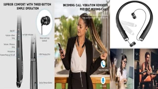 Foldable Bluetooth Headphones AMORNO Wireless Neckband Sports Headset with Retractable Earbuds