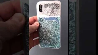 Чехол синий кит с блестками айфон