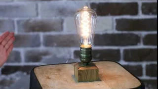 Лампа ночник в стиле лофт с ретро-лампой и сенсорным диммером