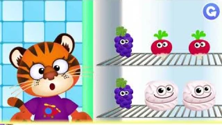 Детское видео, обучаемся и развлекаемся. Фигуры и цвета, конвейер, сравнение. Funny food