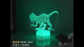 3D Dinosaur Night Light, 16 Colors Changing Remote Control Dinosaur Illusion Bedside Lamp