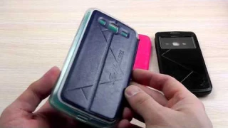 ОБЗОР: Фирменный Кожаный Чехол-Книжка для Samsung Galaxy Grand 2 Duos SM-G7102 с Окном "Duomili"