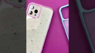 Прозрачный пластиковый чехол с цветным силиконовым бампером и блестками для Apple iPhone