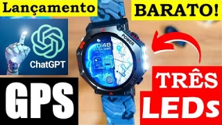 MUITO BARATO!! SMARTWATCH KC91 COM GPS, LANTERNA COM 3 LEDS, CHAT GPT E CERTIFICAÇÃO 3ATM! UNBOXING