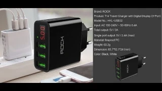 Универсальное зарядное устройство ROCK на 3 USB и LED дисплеем с Алиэкспресс