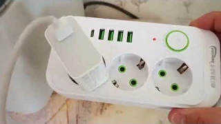 Сетевой фильтр , многофункциональный.3 стандартных розетки 220 W, 4 USB +1 Type-C