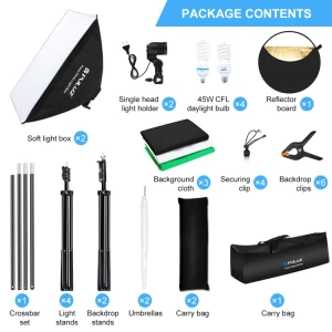 Студийный комплект освещения с софтбоксом и фоном, PULUZ