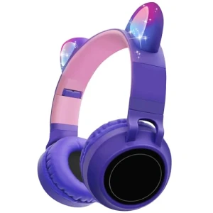 Детские наушники с Bluetooth и светодиодной подсветкой в виде кошачьих ушей — Беспроводные наушники, CCSX