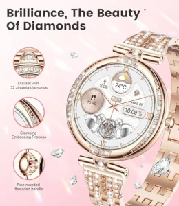 Умные часы для женщин с алмазами, LIGE