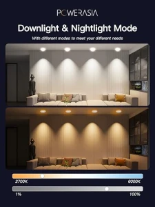 Умные встраиваемые светодиодные светильники с RGB подсветкой, POWERASIA