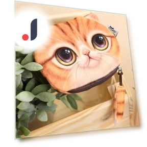 Кошелек для монет в виде 3D головы кошки с хвостом — Плюшевые подушки, AI Supermarket