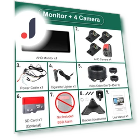 AI Smart Blind Spot Radar BSD Alarm 4CH Wireless Apple Carplay Android-Auto DVR Multimedia Monitor Mini Cam — Камеры и сигнализации заднего вида, JOHO - CarGear