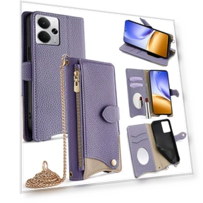 Кожаный чехол-кошелек с подставкой и цепочкой — Аксессуары для телефонов, Smartwatch 2025