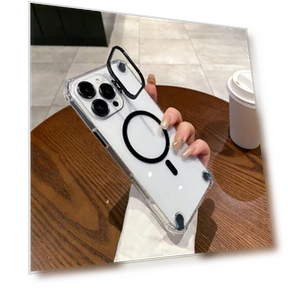 Магнитный прозрачный чехол с ударопрочным гибридным корпусом и рамкой для камеры — Аксессуары для телефонов, Smartwatch 2025