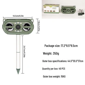Ультразвуковой отпугиватель мышей и животных с инфракрасным датчиком и светодиодной стробоскопической сигнализацией, ToolCraft