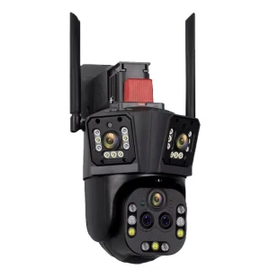 Наружная камера безопасности с тремя экранами, 20-кратным оптическим зумом, PTZ, полноцветным ночным видением и... — Камеры видеонаблюдения