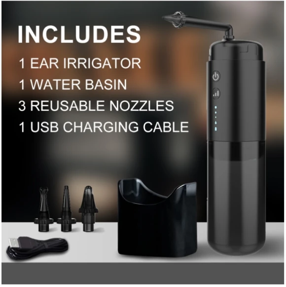 Automatic Electric Ear Cleaner with Jet Flusher and Nozzles — Electric Ear Cleaner