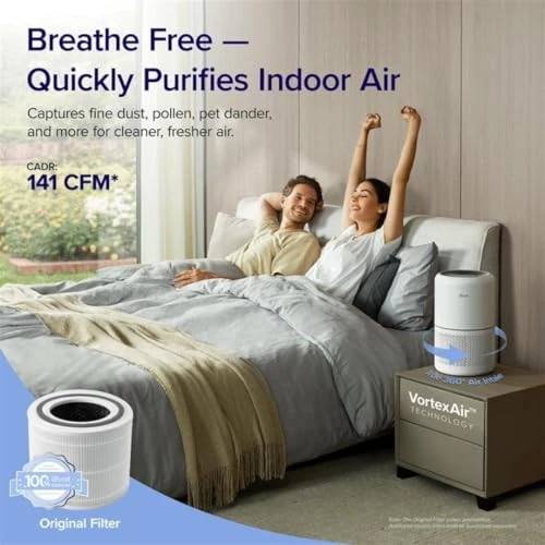 Air Purifier for Home Allergies Pets Hair in Bedroom, Covers Up to 1095 ft², 3-in-1 Filter with HEPA Sleep Mode — Air Purifier, LEVOIT