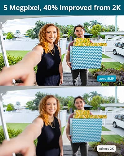 Wireless Doorbell Camera 5MP Ultra HD, No Monthly Fee, Works with Alexa & Google Assistant — Video Doorbell, AOSU