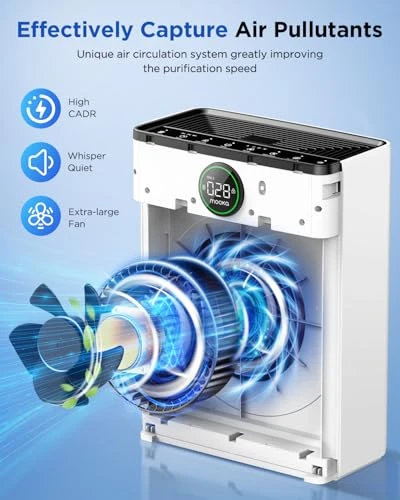 Large Room Air Purifier with Washable Filter and PM 2.5 Display — Air Purifier, Mooka