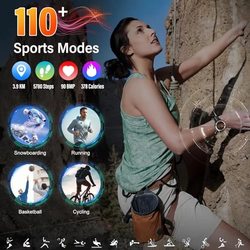 Military Smart Watch with Call Function, 1.39" HD Display, 110+ Sport Modes, IP68 Waterproof, Atheewon