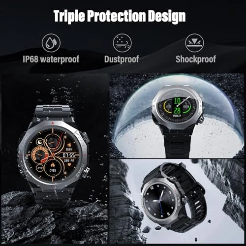 Military Smart Watch with Call Function, 1.39" HD Display, 110+ Sport Modes, IP68 Waterproof, Atheewon