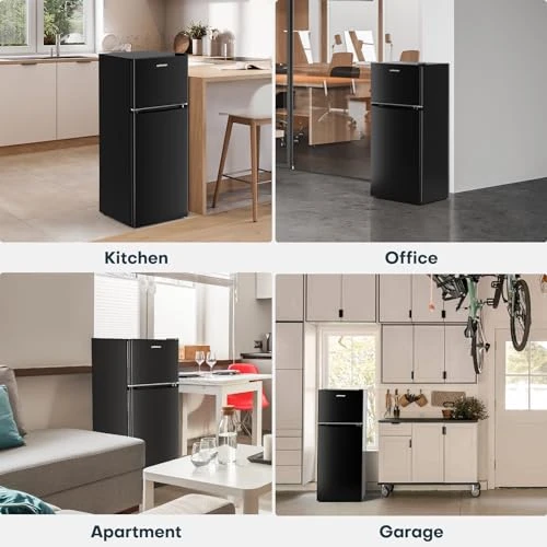 4.0 Cu.Ft. Mini Fridge with Freezer, Double Door Small Refrigerator, Upstreman