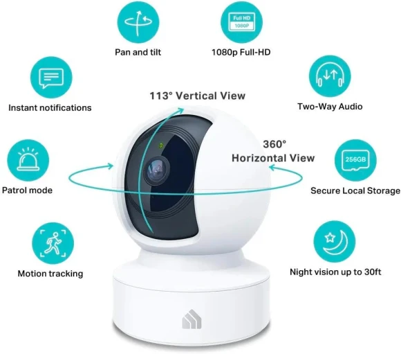 Indoor Pan/Tilt Smart Security Camera, 1080p HD with Night Vision, Motion Detection — Security Camera, TP-Link