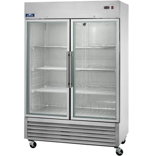 Two Door Glass Reach-In Refrigerator, 49 cu. ft, Stainless Steel, Arctic Air