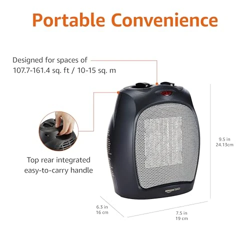 Ceramic Space Heater, Portable Indoor Heating Solution, Amazon Basics