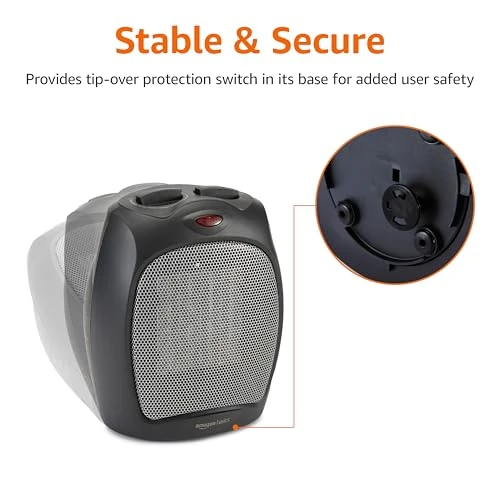 Ceramic Space Heater, Portable Indoor Heating Solution, Amazon Basics
