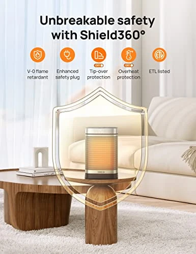 Space Heater, 1500W Portable Electric Heater for Indoor Use with Remote, Thermostat, 70° Oscillation, 12H Timer, 5..., Dreo