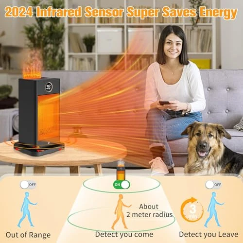1500W PTC Fast Heating Space Heater with Humidifier and 3D Flame Effect, Verminget