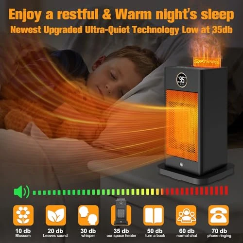 1500W PTC Fast Heating Space Heater with Humidifier and 3D Flame Effect, Verminget
