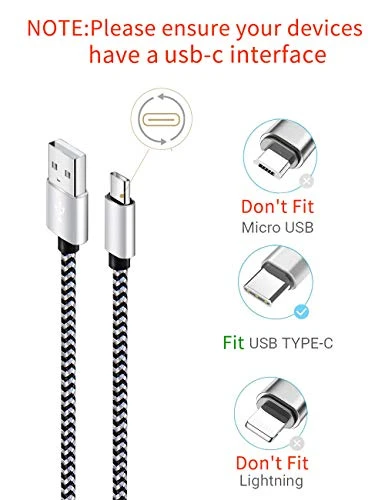 USB Type C Fast Charging Cable 5 Pack - 6Ft 3A Braided, Teeind