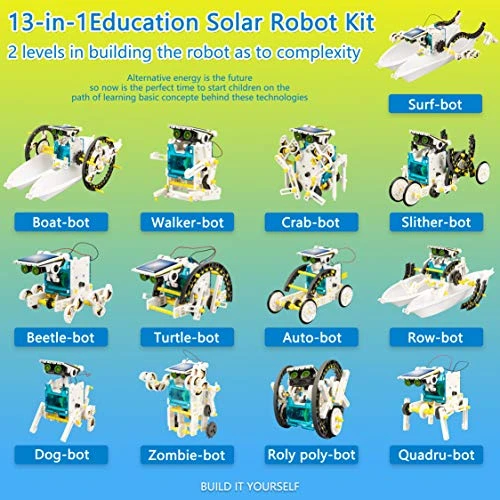 13-in-1 Solar Power Robots Creation Toy, Educational DIY Robotics Kit, Bottleboom