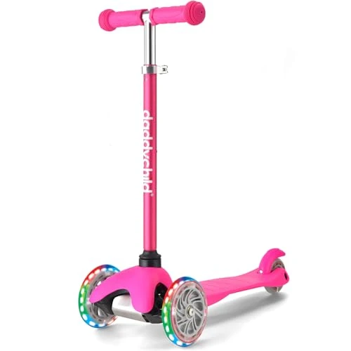 3 Wheel Kick Scooter for Kids with Light Up Wheels, DADDYCHILD