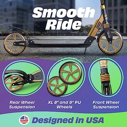 Adjustable Height Kick Scooter with Foldable Design, SKIDEE