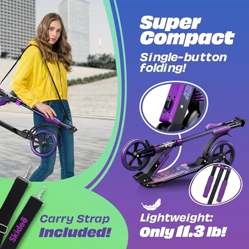 Adjustable Height Foldable Kick Scooter, SKIDEE